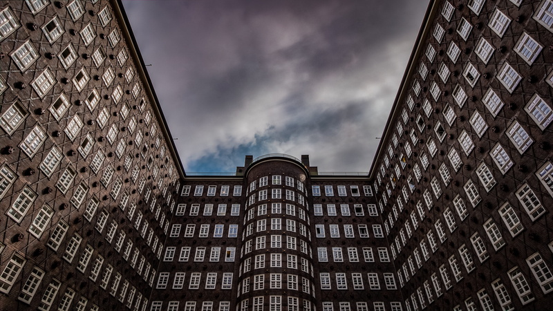 clouds, day, tourist attraction, building exterior, pattern, skyscraper, apartment, architecture, built structure, building, hanseatic city, cloud - sky