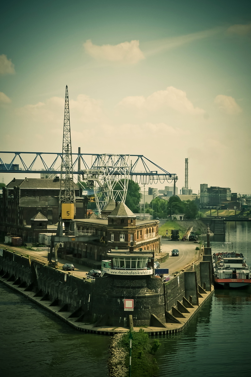 cloud - sky, crane, inland waterway transport, sky, sunset, harbor, river, port, mood, passenger craft, mode of transportation, kontor, cargo, krefeld
