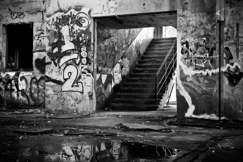 neglected, building, lapsed, goods station, factory building, stainless, no people, shipping charge hall, weathered, staircase, Lost, 4K, window, creativity