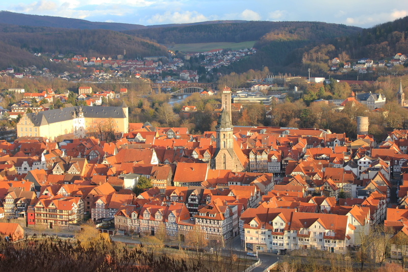 city view, truss, high angle view, nature, lower saxony, crowded, townscape, historic center, mountain, germany, cityscape, village church, outdoors, hann