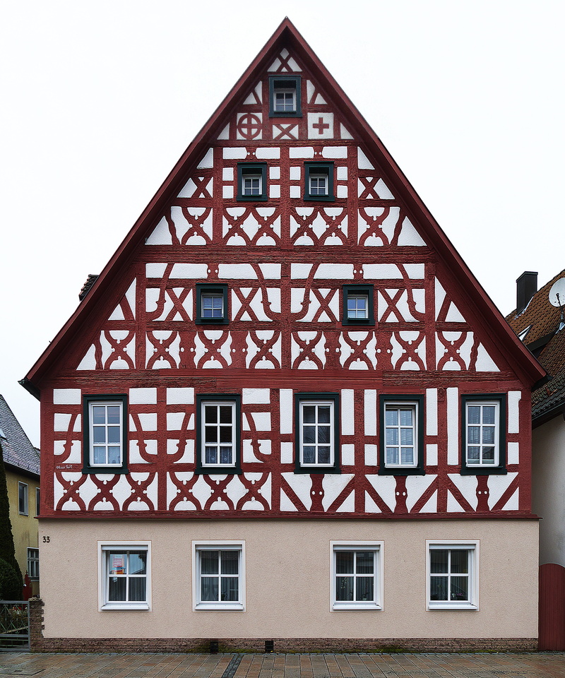 franconian switzerland, city, day, low angle view, stone, architecture, built structure, window, renovated, facade, glass - material, architecture ebermannstadt