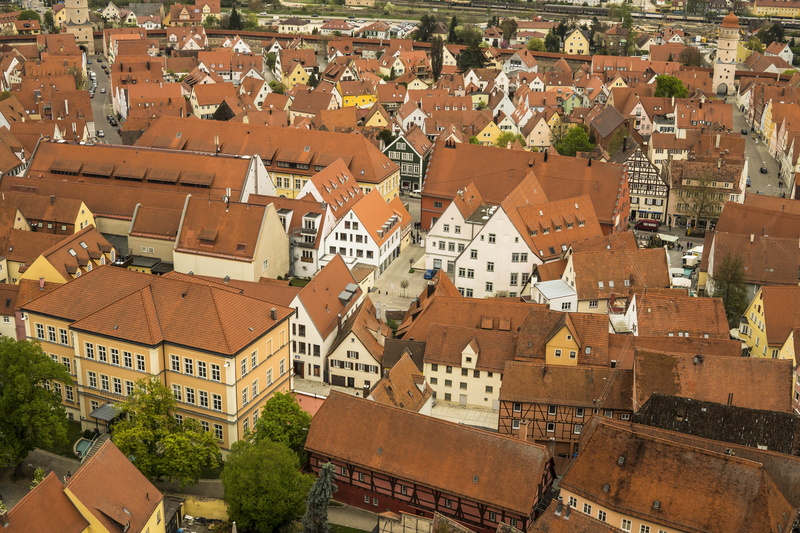 medieval, old houses, old town, nördlingen, house, history, high angle view, old, town, crowd, roofs, townscape, city, famous Place, timber framed building