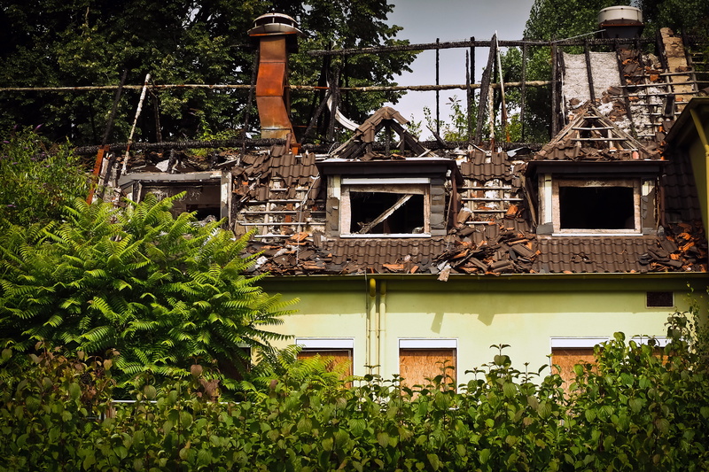 building, green color, deterioration, damaged, fire, destruction, roof, nature, architecture, out brand, building exterior, 4K, tree, window, broken, obsolete