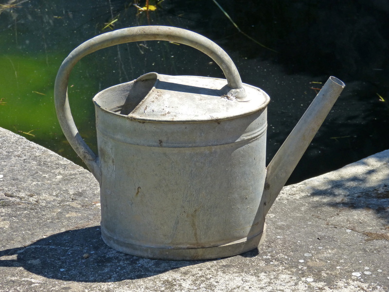 4K, Vintage, Shower, Old, can, no people, household equipment, high angle view, outdoors, Zinc, metal, shadow, pour spout, sunny, handle, Raft, Water