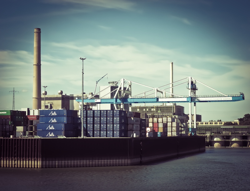 industrial district, transportation, neuss, industry, pier, built structure, transport, container terminal, shipping, building exterior, water, machinery