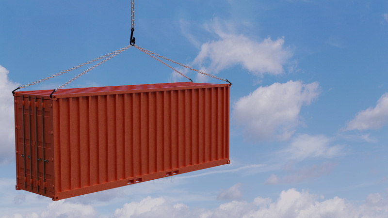 blue, cargo, transport, wood - material, no people, built structure, trade, marketing hub, 4K, low angle view, 3d, nature, building, directly below, cloud - sky