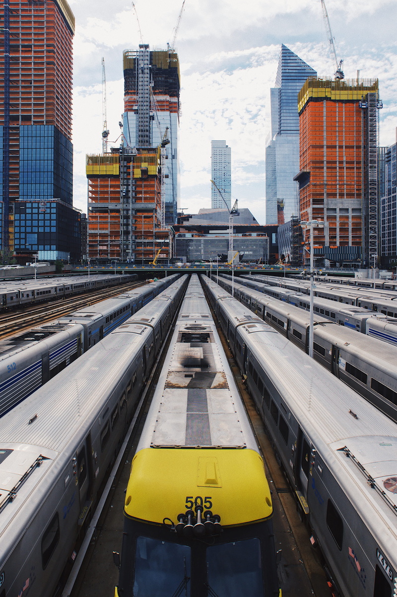 transportation, hudson yards, public transportation, day, nature, skyscraper, built structure, trains, rail transportation, construction, financial district