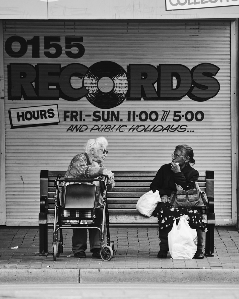 sitting, friend, men, man, it’s port adelaide, black And White, woman, grayscale, vinyl, record shop, urban, port adelaide, senior Adult, people, street