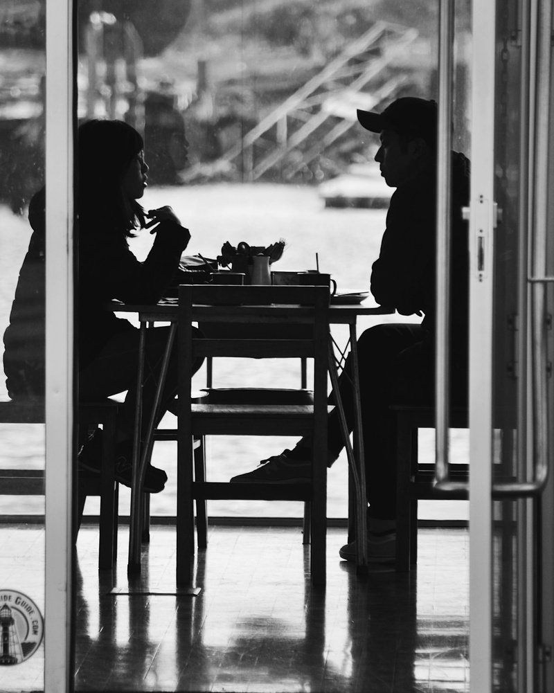 side view, 2K, day, food and drink, australia, seat, window, men, leisure activity, sitting, people, two people, it’s port adelaide, chair, stories, women