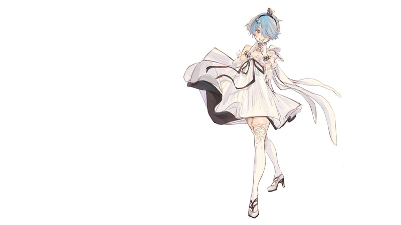 nature, heels, still life, cut out, no people, white background, blue hair, Re:Zero Kara Hajimeru Isekai Seikatsu, fan art, art and craft, single object