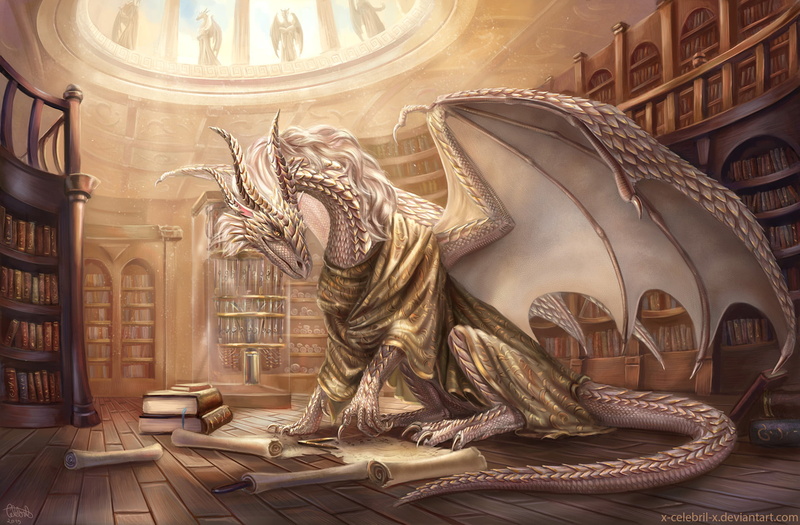 Book, Library, Dragon, Fantasy, 1080P