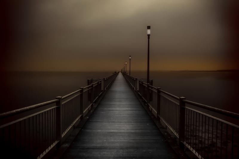 1080P, sea, sky, pier, lantern, dark