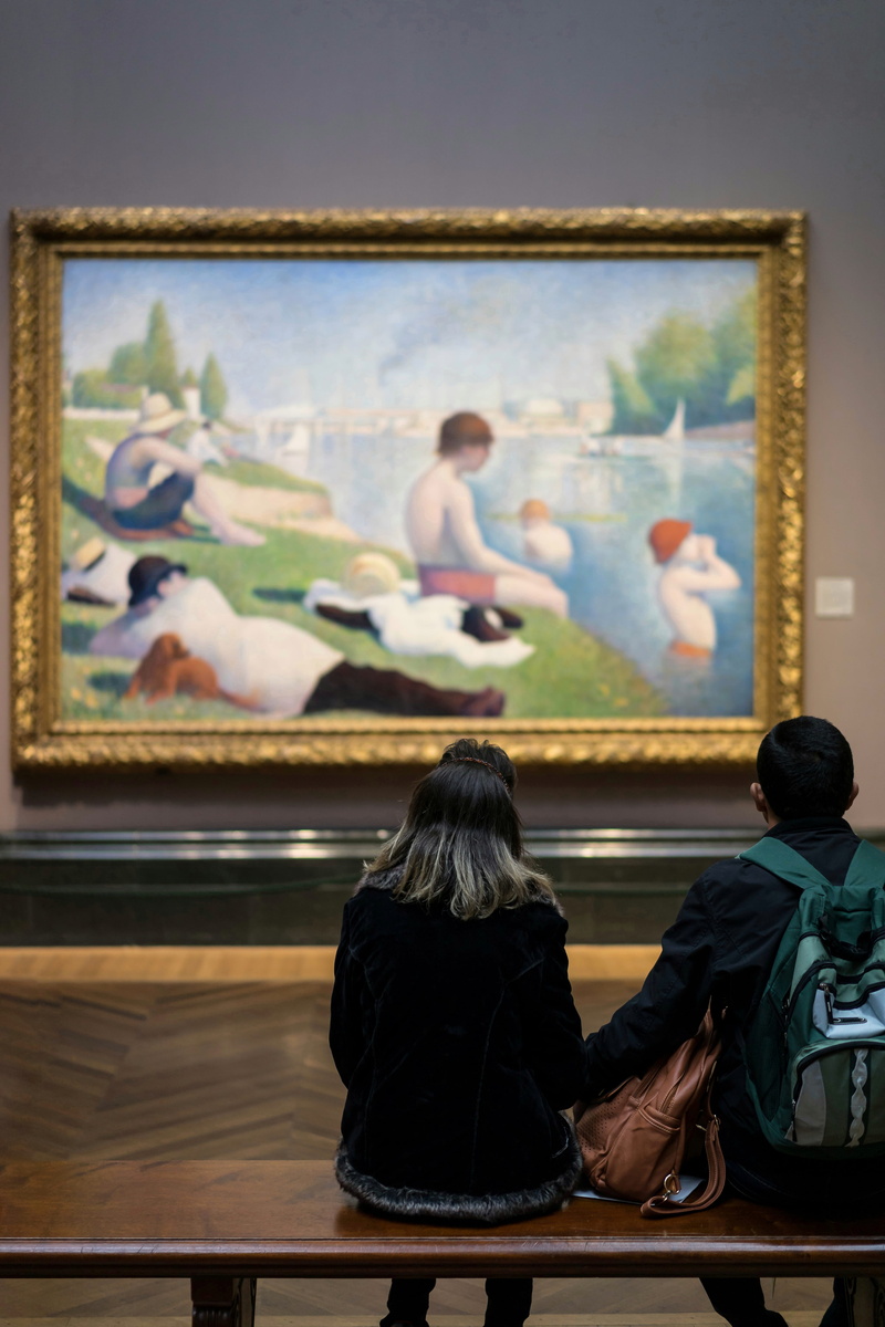 dog, pet, leisure activity, casual clothing, pants, apparel, real people, togetherness, sitting, men, group of people, painting, hair, human, 5K, people