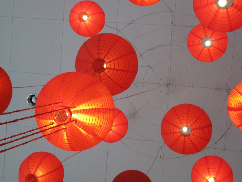 pendant, low angle view, lampions, lamp, japanese lanterns, red, orange color, celebration, in a row, ceiling, paper lanterns, lantern, chinese new year