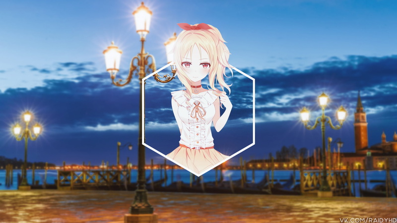 human representation, blue, cloud - sky, illuminated, art and craft, anime, blond hair, representation, creativity, lighting equipment, nature, street light