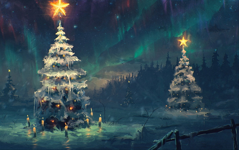 light - Natural Phenomenon, fir Tree, sky, architecture, plant, star - Space, night, backgrounds, christmas Decoration, winter, motion, 1080P, the sky