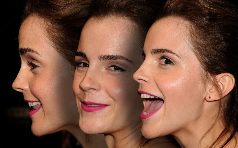 friendship, open mouth, Emma Watson, face, profile, 1080P, young adult, body part, togetherness, actress, beauty, group of people, brunette, photo manipulation