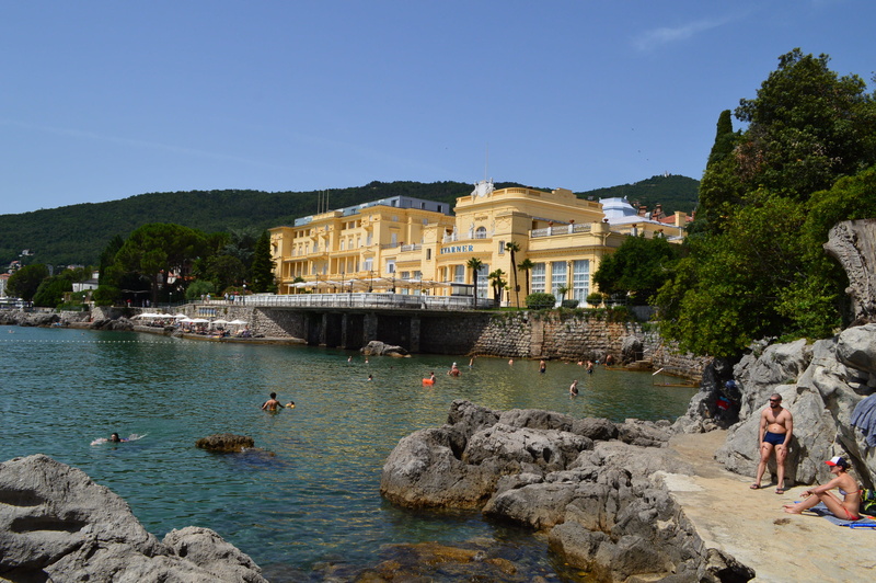 real people, day, summer, group of people, opatija, rock, swimming, outdoors, yellow, built structure, architecture, nature, building, building exterior
