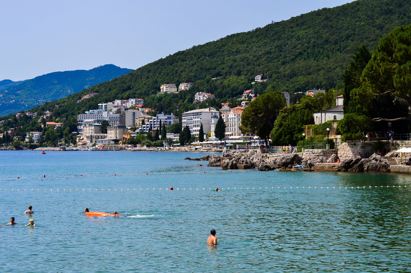 water, vacation, outdoors, beauty in nature, building, land, tree, nature, plant, day, incidental people, waterfront, swimming, opatija, croatia, sea, trip