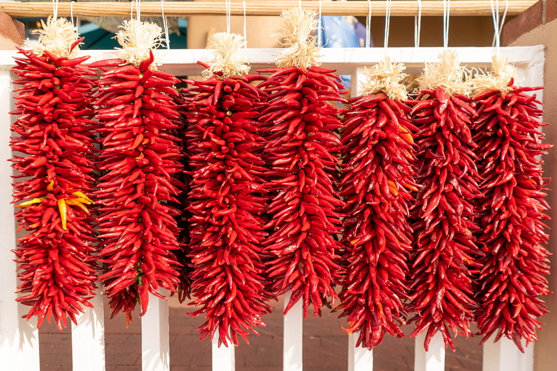 food and drink, abundance, freshness, chili, ristra, architecture, indoors, market, retail, new mexico, for sale, no people, side by side, ristras, nature