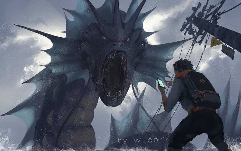 px, 1820x1142 px, art, fantasy art, aircraft, commercial, WLOP, pokemon, x, hd, fantasy, 720P