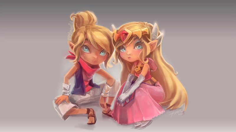 Princess Zelda, watermarked, The Legend of Zelda, simple background, 1080P, Link