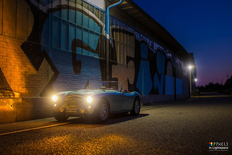 mode of transportation, road, land vehicle, built structure, car, headlight, Oldtimer, dusk, transportation, street, city, 1080P, sky, illuminated, nature