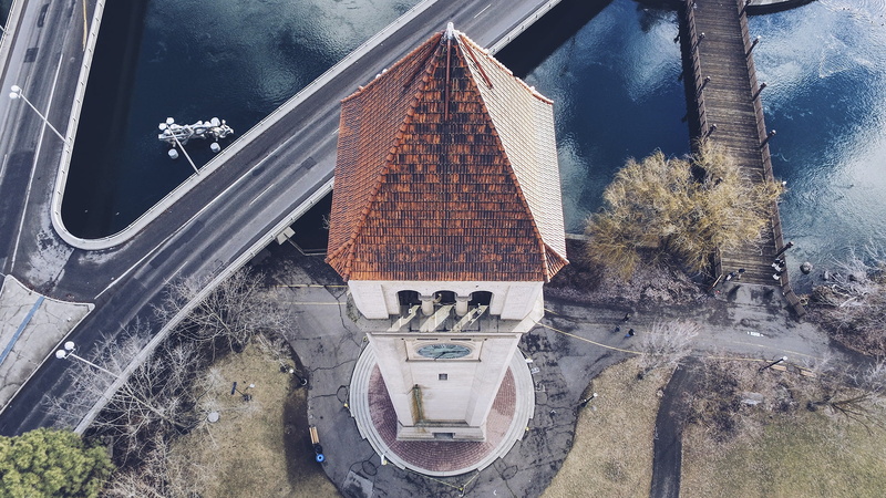 building, water, old, building exterior, the past, rooftops, clocktowers, nature, glass - material, mode of transportation, no people, architecture, reflection