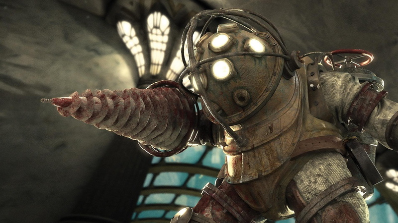 daddy, grey, picture, 1080P, bioshock, armor, big, drill, video games, hd, metal