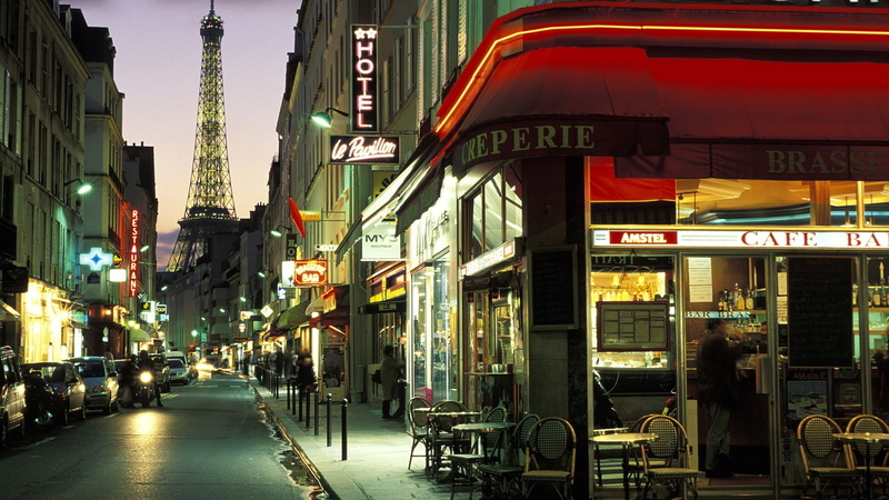 x, france, world, genesis, cityscapes, art, anime, cafe, Paris, neon, hd, 1080P, evangelion, evening