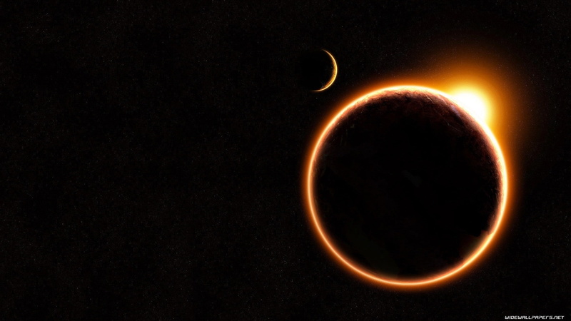moon, outer, sun, Black, background, art, 1080P, hd, x, moons, watermark, space
