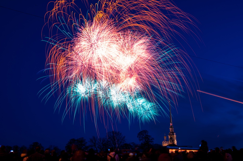 georges ribbon, exploding, long exposure, nature, celebration, salute, motion, blue, petersburg, memory, firework - man made object, golden fireworks, the peter and paul fortress
