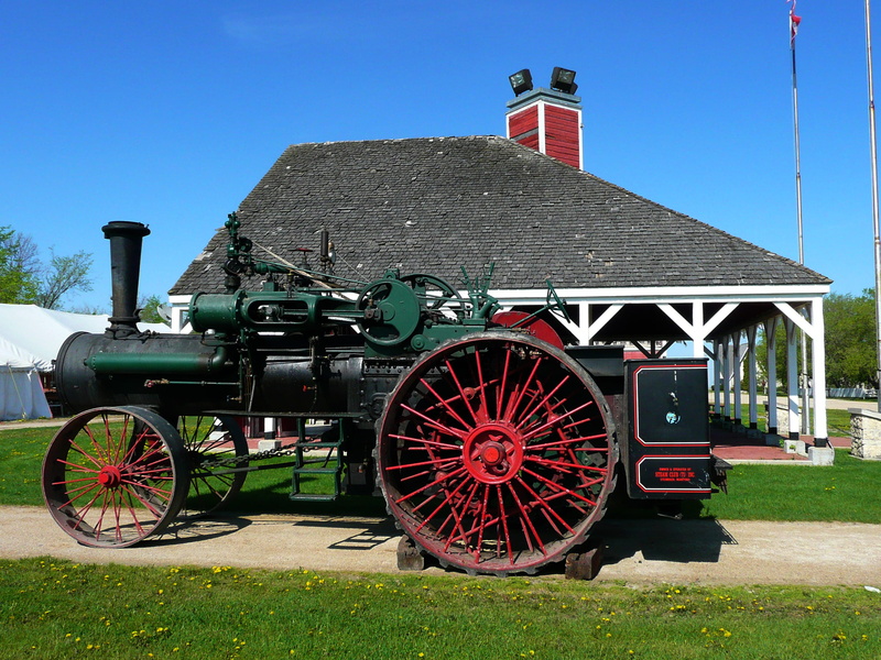 sky, farming, nature, heavy, architecture, antique, farm equipment, no people, agriculture, land, clear sky, mode of transportation, village, old, land vehicle