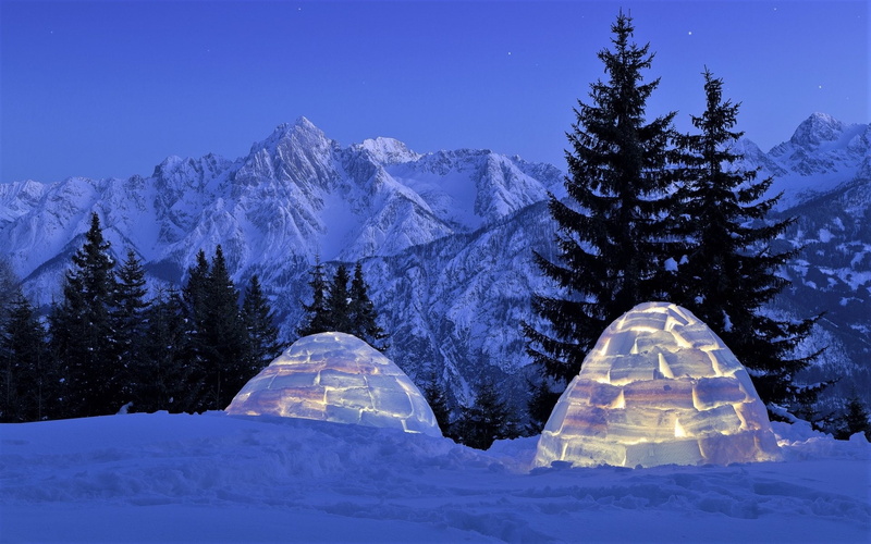 1080P, Man Made, Mountain, Snow, Igloo, Winter