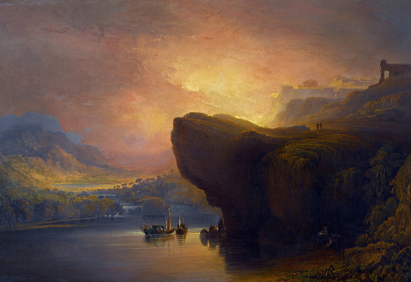 The City of God and the Waters of Life, classic art, 4K, classical art, painting, John Martin