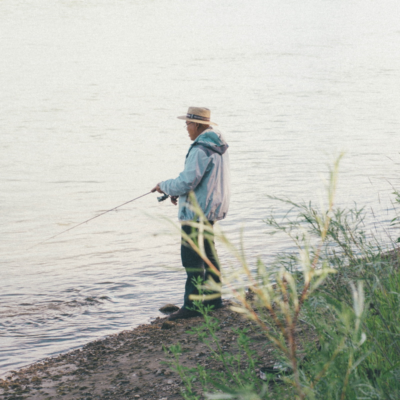 jacket, rod, outdoors, fishing rod, beauty in nature, fishing, holding, day, fish, sea, plant, leisure activity, lake, saskatoon, beside, side view, leisure activities