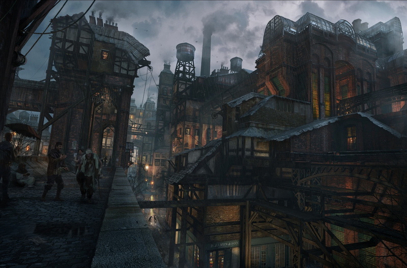 brown, old, photo, 1080P, architecture, fantasy art, old building, city, fantasy, art, buildings, overcast, grey, building