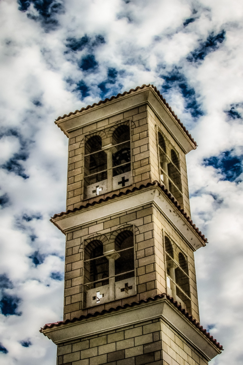 bell Tower - Tower, history, tower, christianity, avgorou, place of worship, low angle view, old, 2K, church, day, window, sunlight, famous Place, clouds