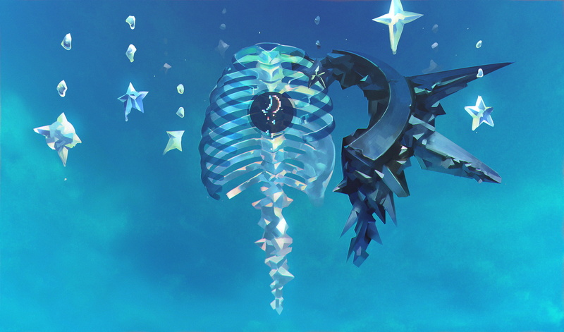 blue background, flying, animal wildlife, animal themes, undersea, artwork, swimming, water, 1080P, sky, sea life, sea, vertebrate, animals in the wild