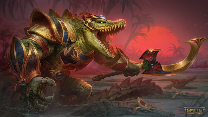 Egyptian mythology, weapon, Sobek (Smite), claws, swamp, trees, crocodile, 4K
