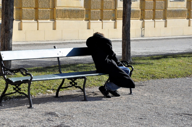 homeless man, sunlight, sitting, 2K, sleep, architecture, lifestyles, women, adult, clothing, human, penner, beggars, unemployed, homeless, tired, outdoors