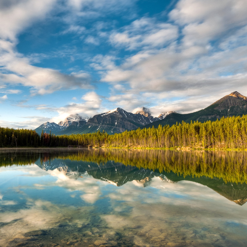 herbertlake, plant, reflection, nikonaf‑snikkor14‑24mmf/2.8ged, no people, mountain, 1080P, nikon, herbert, mountains, day, coniferous tree, sky, lakes