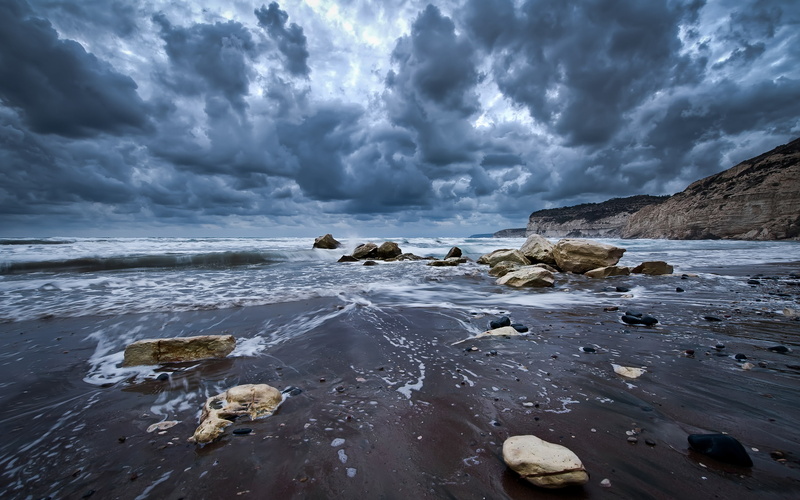 coastal, landscape, storm, seascape, nikonaf‑snikkor14‑24mmf/2.8ged, storms, beach, blue, sunset, cyprus, sky, cliffs, nature, photography, rocks, 2K