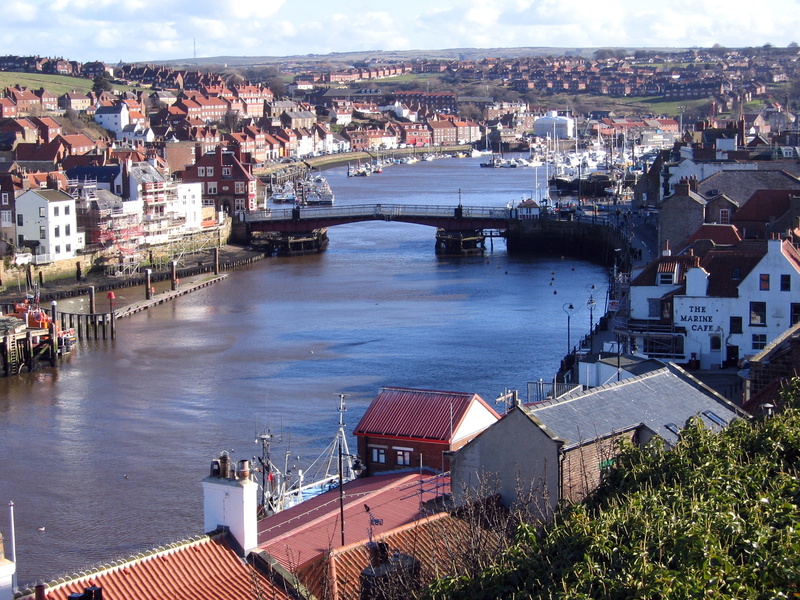 water, day, sky, townscape, architecture, river, residential district, 2K, travel destinations, outdoors, swing bridge, house, city, whitby, harbour, building