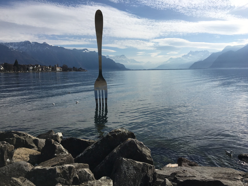 idyllic, lake geneva, solid, daytime, cloud - sky, blue, france, no people, fork, steel, mountain, day, restaurant, stainless, waters, rock - object, museum