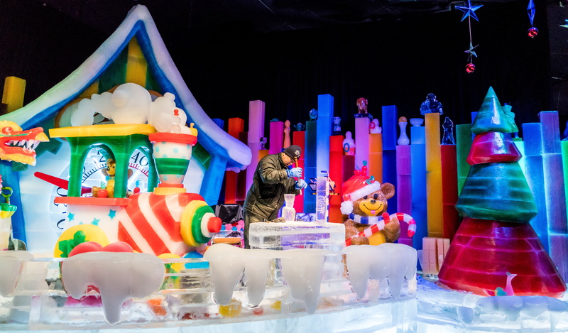 multi colored, art and craft, celebration, representation, season, gaylord palms, cute, sculptor working, human representation, spirituality, ice sculptures