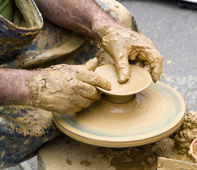 craft, motion, outdoors, traditional, old, clay, dirty, sculptor, expertise, sculpture, making, food, pottery, spinning, craftsman, 2K, human body part