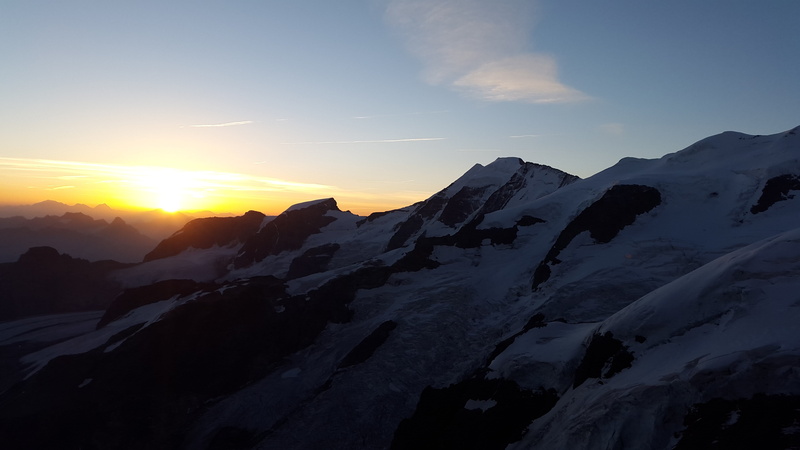 sky, landscape, sunset, nature, non-urban scene, sunlight, glacier, bernina group, mountain range, winter, cloud - sky, mountains, snowcapped mountain