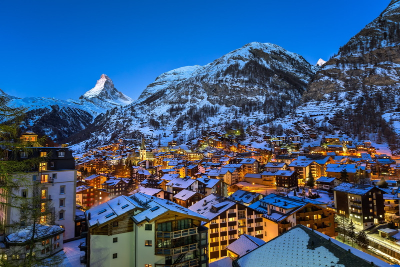 Matterhorn, Swiss, Alps, 1080P, the city, Europe, Zermatt, mountain