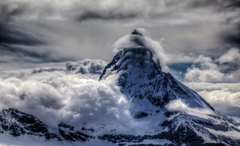 Switzerland, nature, clouds, mountains, winter, 720P, landscape, Matterhorn, snowy peak, photography